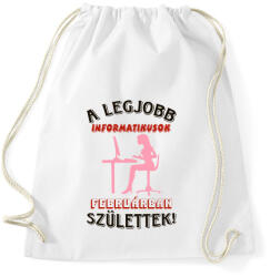 printfashion Informatikus nő szülinapja február - Sportzsák, Tornazsák - Fehér (5657181)