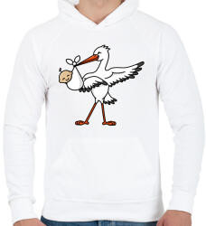 printfashion Gólya hozta Gyermek! - Férfi kapucnis pulóver - Fehér (2288312)