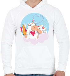 printfashion Unikornis szerelem - Férfi kapucnis pulóver - Fehér (1793269)