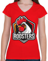printfashion Angry bird - Női V-nyakú póló - Piros (5113847)