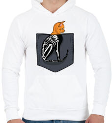 printfashion Macskás zsebminta - Férfi kapucnis pulóver - Fehér (13099266)