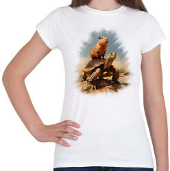 printfashion Capybara teknős háton - Női póló - Fehér (13994777)
