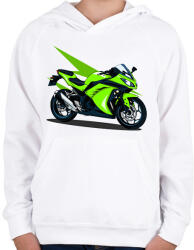 printfashion Sport motor - Gyerek kapucnis pulóver - Fehér (13888760)