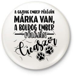 printfashion Boldog ember pólóján cicaszőr - Kitűző, hűtőmágnes - Fehér (16435015)