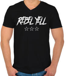printfashion REBEL YELL 3 - Férfi V-nyakú póló - Fekete (11350433)