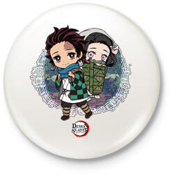 printfashion Demon Slayer - Tanjiro, Nezuko - Kitűző, hűtőmágnes - Fehér (14856222)