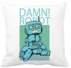 printfashion Damn Robot- - Párnahuzat, Díszpárnahuzat - Fehér (4129656)