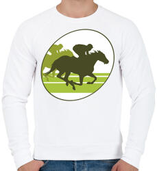 printfashion Lóverseny logó - sziluett - Férfi pulóver - Fehér (12685468)
