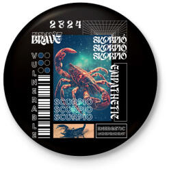 printfashion Scorpio - Streetwear style - Kitűző, hűtőmágnes - Fekete (15696370)