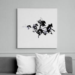 printfashion Black horses - Vászonkép - Fehér (6621117)