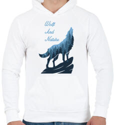 printfashion Farkas és a természet - Férfi kapucnis pulóver - Fehér (2665169)