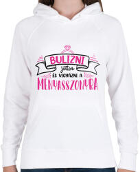 printfashion Bulizni jöttem - Csapat (black) - Női kapucnis pulóver - Fehér (7262594)