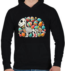 printfashion Húsvéti dínó - Férfi kapucnis pulóver - Fekete (15763381)