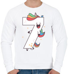 printfashion 7 éves unikornis - Férfi pulóver - Fehér (11803611)