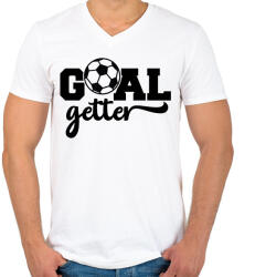 printfashion Goal getter - Férfi V-nyakú póló - Fehér (4954082)