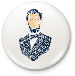 printfashion Abraham Lincoln - Kitűző, hűtőmágnes - Fehér (3074295)