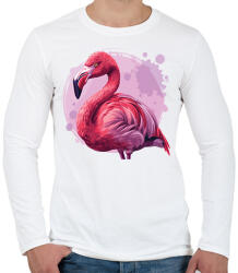printfashion flamingo - Férfi hosszú ujjú póló - Fehér (16158365)