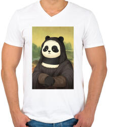 printfashion PandaLisa - Férfi V-nyakú póló - Fehér (5430609)