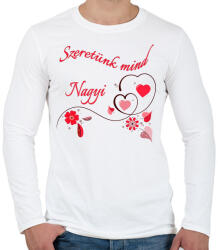 printfashion Szeretünk mind Nagyi - Férfi hosszú ujjú póló - Fehér (4827838)