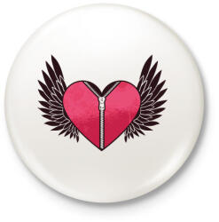 printfashion Szárnyas szív - Kitűző, hűtőmágnes - Fehér (4372931)