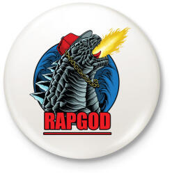 printfashion Rap god Godzilla - Kitűző, hűtőmágnes - Fehér (3087423)