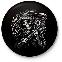 printfashion Csontváz Halál kaszával sötét alaphoz - Kitűző, hűtőmágnes - Fekete (11521617)