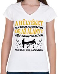 printfashion A hülyéket nem tudom meggyógyítani - Női V-nyakú póló - Fehér (9126617)