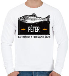 printfashion Lárhatáron a horgászok ásza - Névvel - Férfi pulóver - Fehér (6285167)