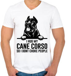 printfashion Cane Corso hug - Férfi V-nyakú póló - Fehér (2858947)