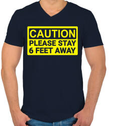 printfashion Maradj távol! - Férfi V-nyakú póló - Sötétkék (2484217)