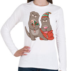 printfashion Karácsonyi vidrák - Női hosszú ujjú póló - Fehér (15212279)