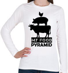 printfashion My food pyramid - Női hosszú ujjú póló - Fehér (8202363)