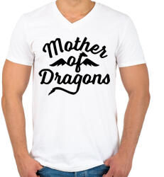 printfashion Sárkányok anyja - Férfi V-nyakú póló - Fehér (1512346)