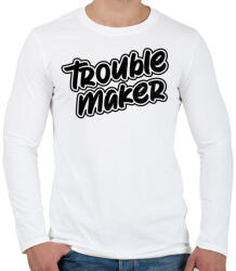 printfashion TroubleMakerBlackTextured - Férfi hosszú ujjú póló - Fehér (5270464)