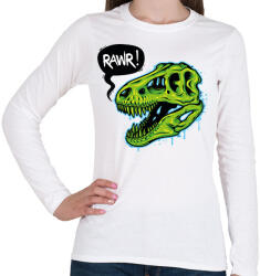 printfashion Rawr - Dinoszaurusz koponya - Női hosszú ujjú póló - Fehér (6930850)