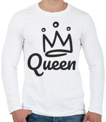 printfashion Queen - páros minta - Férfi hosszú ujjú póló - Fehér (6083502)