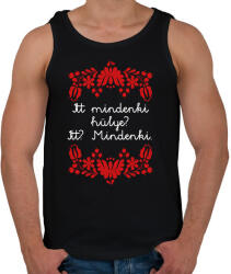 printfashion Itt mindenki hülye? Itt? Mindenki. - Férfi atléta - Fekete (16379413)