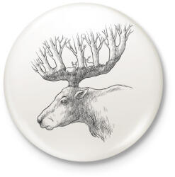 printfashion Deer drawing - Kitűző, hűtőmágnes - Fehér (3081434)