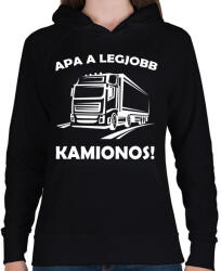 printfashion Apa a legjobb kamionos - Női kapucnis pulóver - Fekete (5032773)