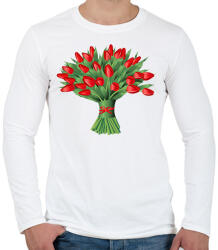 printfashion Tulipáncsokor - Férfi hosszú ujjú póló - Fehér (12067502)