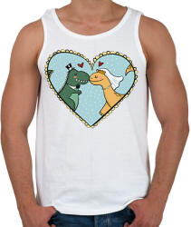 printfashion Szerelmes dínók - Férfi atléta - Fehér (12006474)