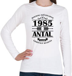 printfashion Boldog szülinapot - Évszámmal, névvel - Női hosszú ujjú póló - Fehér (7150846)