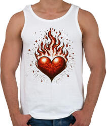 printfashion Lángoló Szív - Férfi atléta - Fehér (15943487)