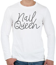 printfashion Nail Queen - Műkörmös design - Férfi hosszú ujjú póló - Fehér (5755064)