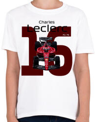 printfashion Charles Leclerc 16 autóversenyző - fekete felirat - Gyerek póló - Fehér (16041891)