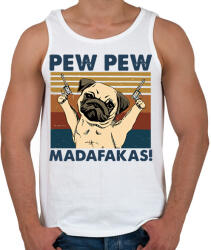printfashion Pew Pew Madafakas mopsz - Férfi atléta - Fehér (9337975)