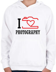 printfashion I love photography (black) - Gyerek kapucnis pulóver - Fehér (7258798)