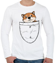printfashion Shiba zsebminta - Férfi hosszú ujjú póló - Fehér (13609669)
