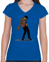 printfashion Freddy tánc - Női V-nyakú póló - Királykék (406964)