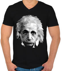 printfashion Geometrikus Einstein - Férfi V-nyakú póló - Fekete (2955760)